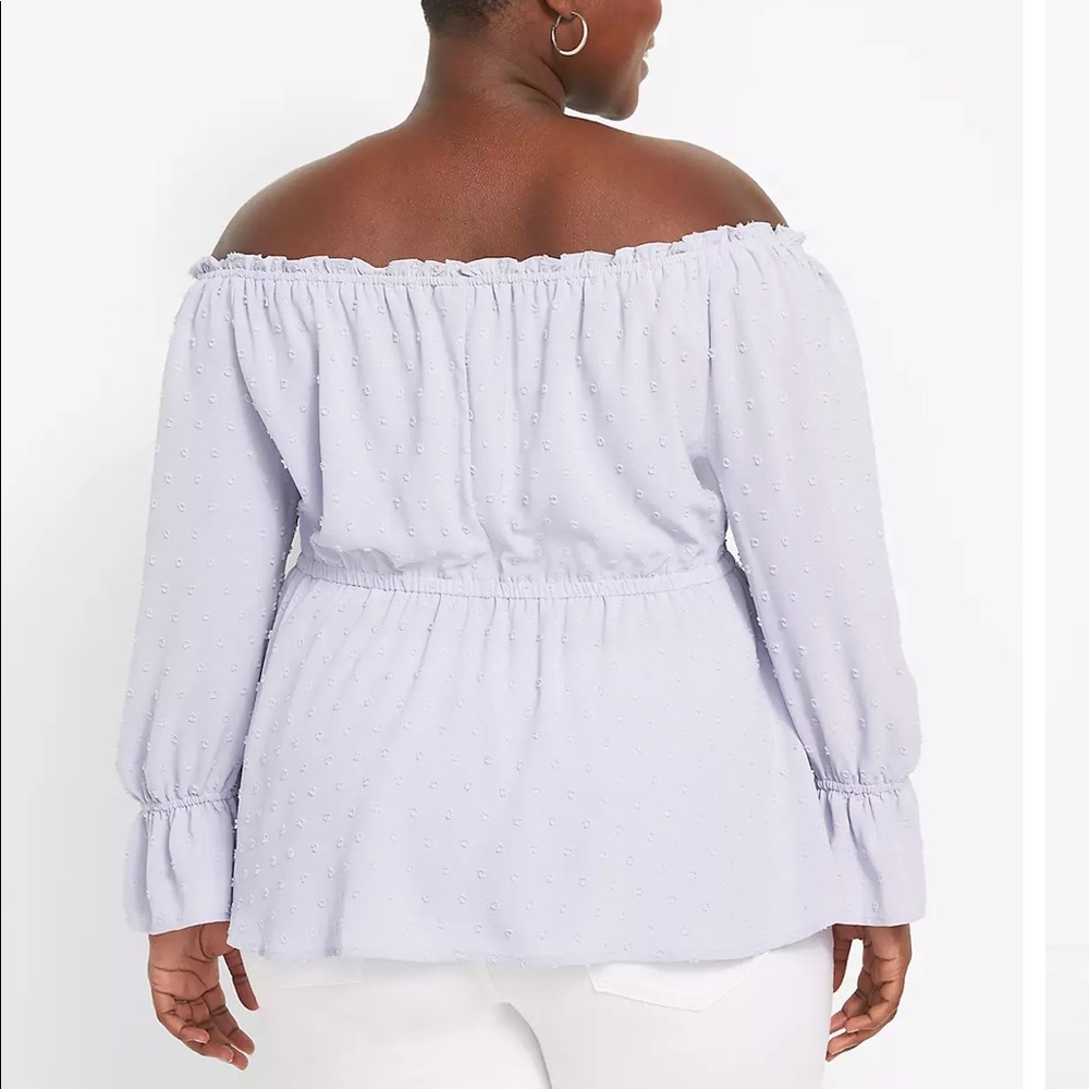 Lane Bryant Off the Shoulder Top Light Purple 14/16 New with tags - Picture 2 of 5